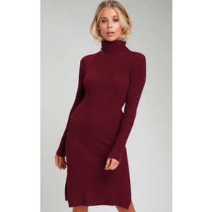 Lulu's Burgundy Long Sleeve Dress